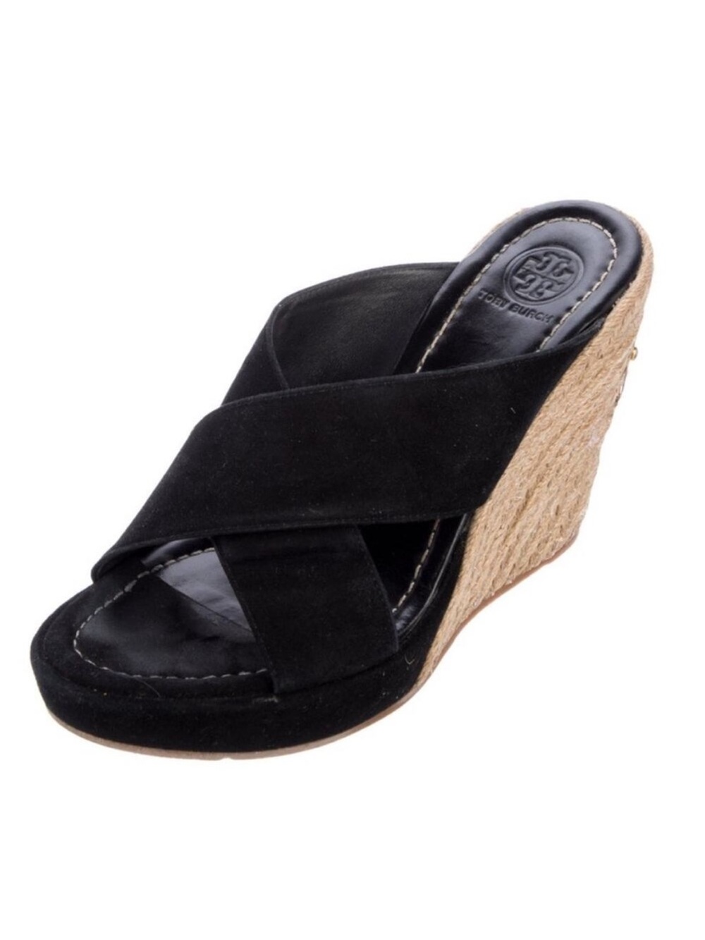 Tory Burch Bailey Black Suede Espadrille Wedge Sandal